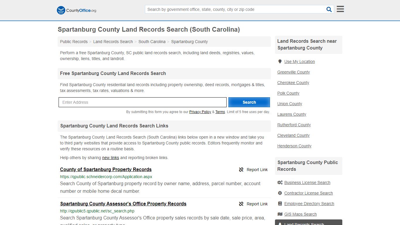 Land Records Search - Spartanburg County, SC (Deeds, GIS ...